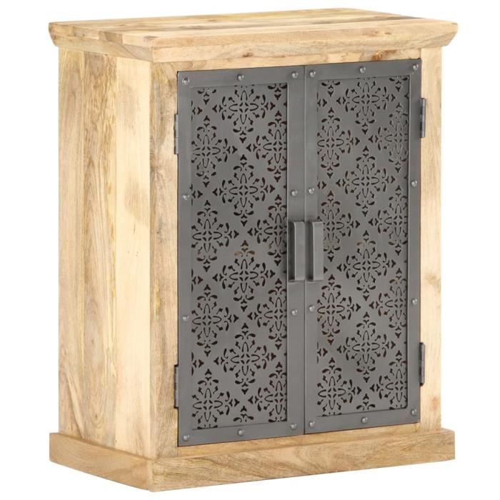 Buffet haut commode style industriel - scandinave Buffet avec portes en acier 60x35x75 cm Bois de manguier solide♫5349