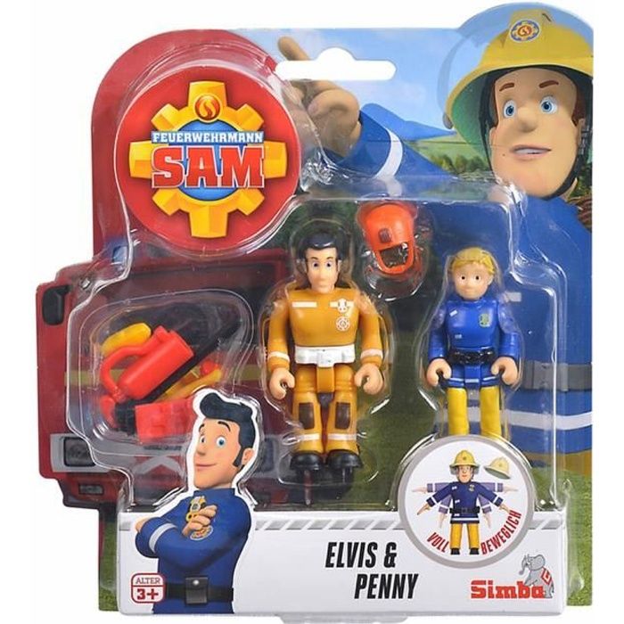 Pompier Sam Elvis et Penny Figure Set -Taille environ: Penny 6,5 cm & Elvis 7,0 cm -Matière: plastiqueConvient aux enfants à