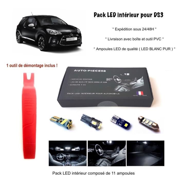 Pack FULL LED intérieur pour Citroën DS3 (Kit ampoules blanc pur)