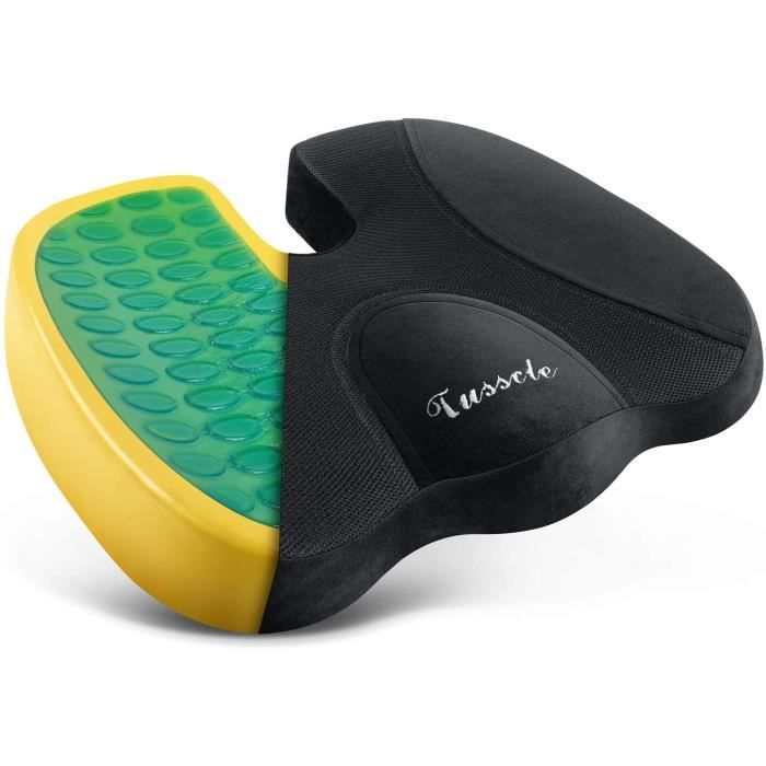 Tusscle Coussin Coccyx Orthopedique, Coussin de Siège en Mousse à Mémoire et Gel Coussin Assise pour Siège Voiture Auto Conducteur F