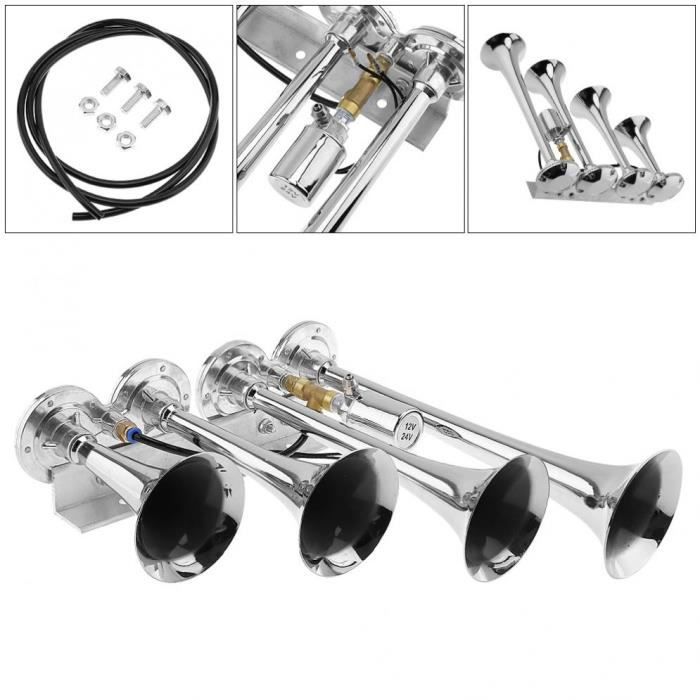 Klaxon universel Durable pour voiture,, 185db, très fort, quatre trompettes, klaxon pour véhicule, camion, Tr