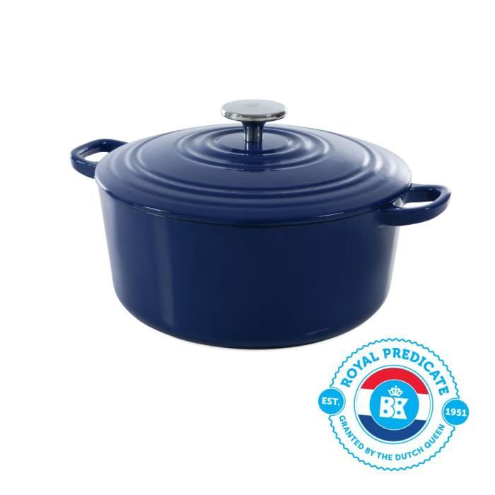 BK Cookware H6074.524 BK Bourgogne Cocotte en Fonte - Ronde - 24 cm - 4.2L - Revêtement émaillé - Couvercle avec Anneaux