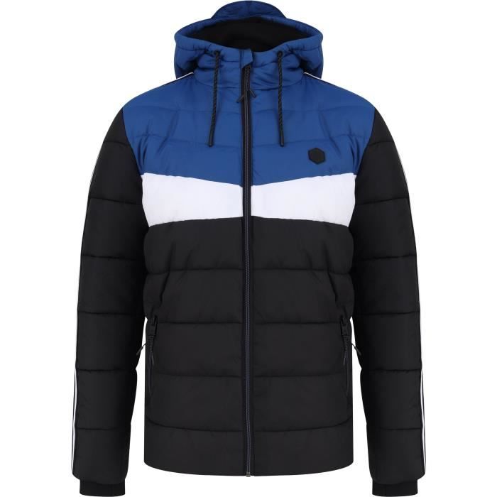 DISSIDENT Doudoune à Capuche Zippée Logo Poitrine / Poches zippées Bleu royal/Blanc/Noir Homme