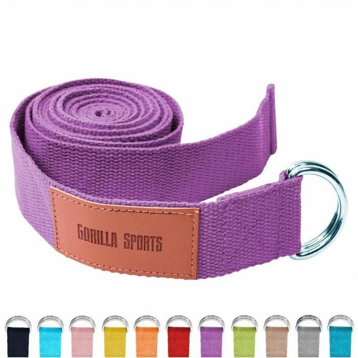 Sangle de Yoga Violette - 100% coton - Sangle pour étirements - Fermetures en métal