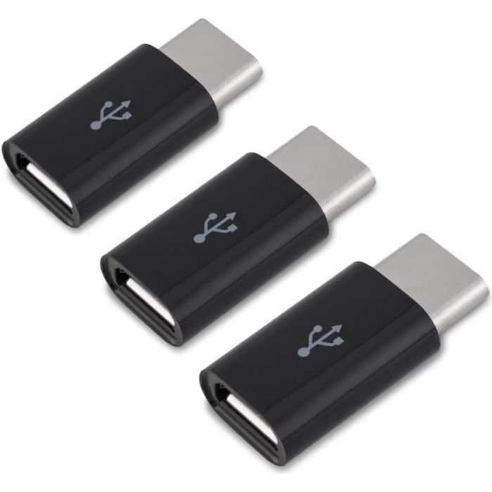 kwmobile 3x Adaptateur Micro USB vers USB C - Connecteur Universel Micro USB Femelle vers USB 3.1 Type C Mâle pour Smartphone et Tab