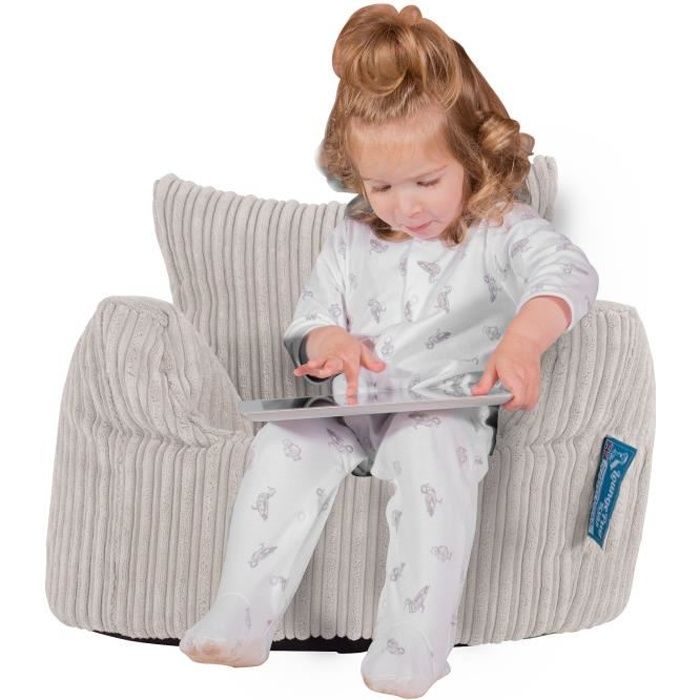 LOUNGE PUG®, Fauteuil Bambin, Pouf Enfant, Côtelé Crème