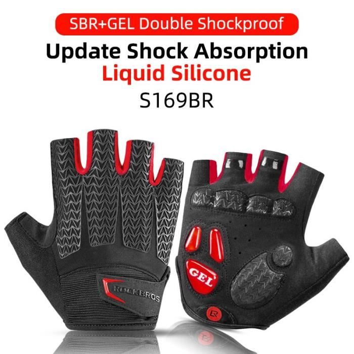 Gants vélo,ROCKBROS gants de cyclisme vélo SBR Pad demi doigt gant été vtt vélo hommes femmes anti dérapant respirant - Type S169BR