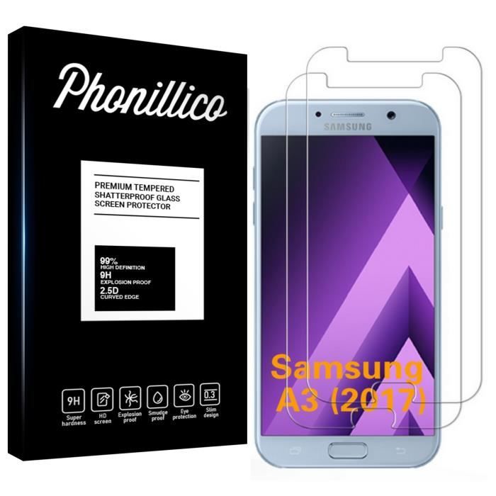 Verre Trempe Samsung Galaxy A3 2017 A320 - [Pack 2] Film Vitre Protection Ecran Ultra Resistant [Phonillico®]