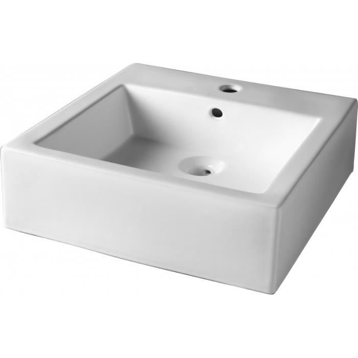 Vasque à poser carrée contemporaine blanche