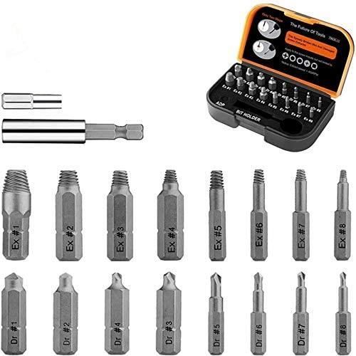 18Pcs Kit d'Extracteur de Vis TACKLIFE, 2 - 12 mm, Dureté 62 HRC, Séparateurs/Extracteurs pour Boulons ou Vis Endommagés - DSE01