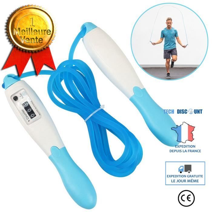 TD® bleu Corde à Sauter Numérique avec Compteur pour Enfant Adultes Gym Brûler des Calories Speed Rope Fitness- 2.5m