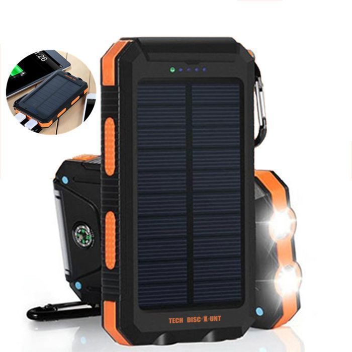 TD® batterie externe solaire haute capacité etanche 8000mAh iphone chargeur portable de secours samsung powerbank telephone waterpro