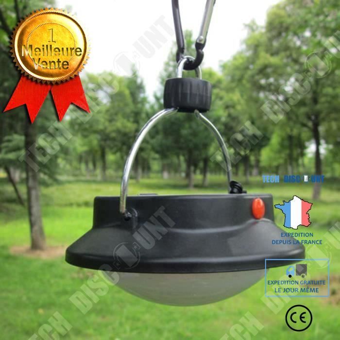 TD® Lanterne de camping éclairage campement camping tente nuit rechargeable pêche parapluie 3 modes d'éclairage 3x piles AAA