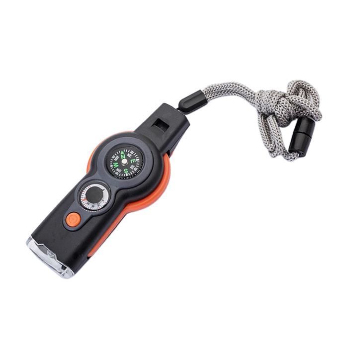Sifflet de Randonnée D'urgence Loupe Réflecteur Miroir Thermomètre