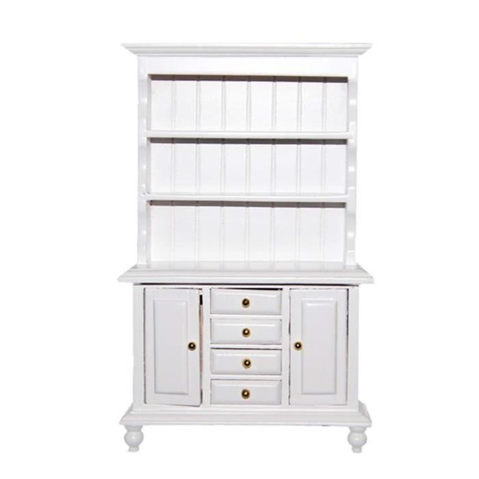 Dollhouse Meubles – 1-12 Dollhouse Miniature Meubles Multifonction Bois Cabinet Bibliothèque Blanc Jouet pour Noël Toussaint@M201