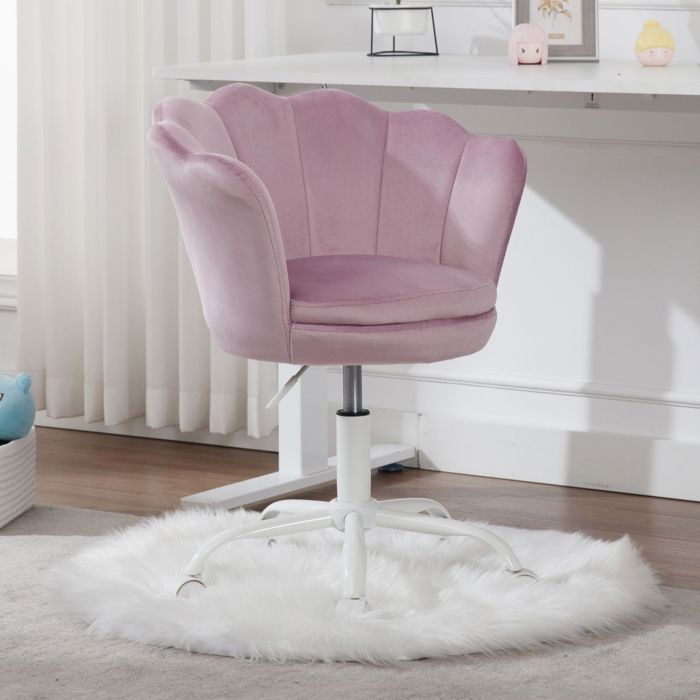 Wahson Chaise de Bureau Pivotant pour Enfant Fauteuil de Bureau pour Enfant Chaise Bureau pour Chambre Velours Violet Clair