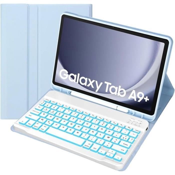 CLAVIER POUR TABLETTE TACTILE Étui Clavier Pour Samsung Galaxy Tab A9 Plus 11 Pouces Modèle 2023 Sm-X210-X216-X218 Azerty Français
