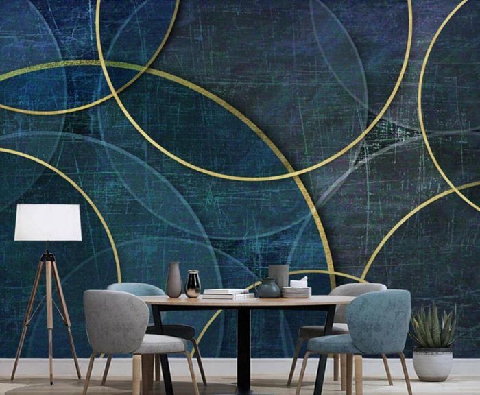 Papier Peint Panoramique Formes Géométriques Rose Clair Et Beige