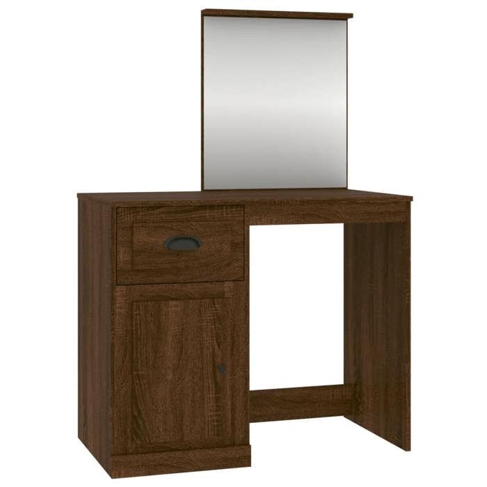 Coiffeuse/Table de maquillage - et miroir - Chêne marron - 90x50x1325 cm bois ingénierie SS147772