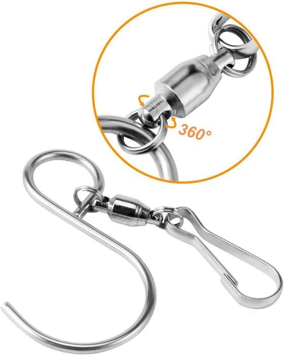 100 Clips Pivotants De Pêche Rapide – Acier Inoxydable, Tailles 0 à 6, Lot Neuf