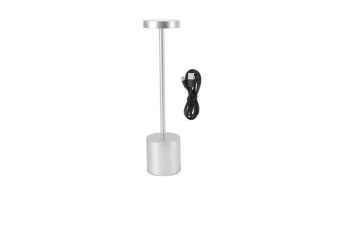 Lampe à poser - 34 cm - Rechargeable USB - Argenté - Design Contemporain