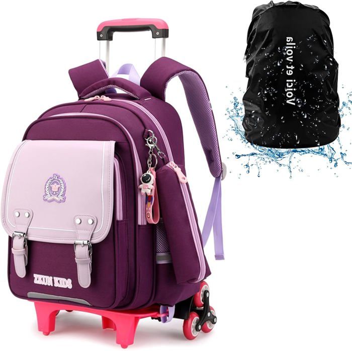 Cartable Fille Primaire Kawaii Avec Réflecteurs - Sac à Dos Ergonomique Pour 6-10 Ans (CP à CM2), Violet, Rose Ou Vert