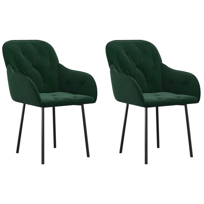 Chaises à manger - MANGO - lot de 2 - Vert foncé Velours - 40x47x(76-87 5) cm