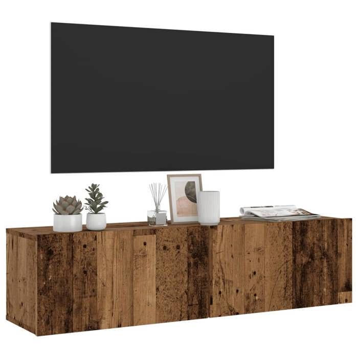 vidaXL Meuble TV mural vieux bois 120x30x30 cm bois dingénierie support TV armoire média console TV meuble HiFi centre 856020