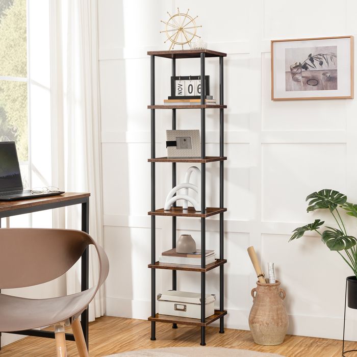 Bibliothèque dangle à 6 Couches- HOOBRO- étagère de Rangement -pour Salon Chambre Cuisine - Gain de Place