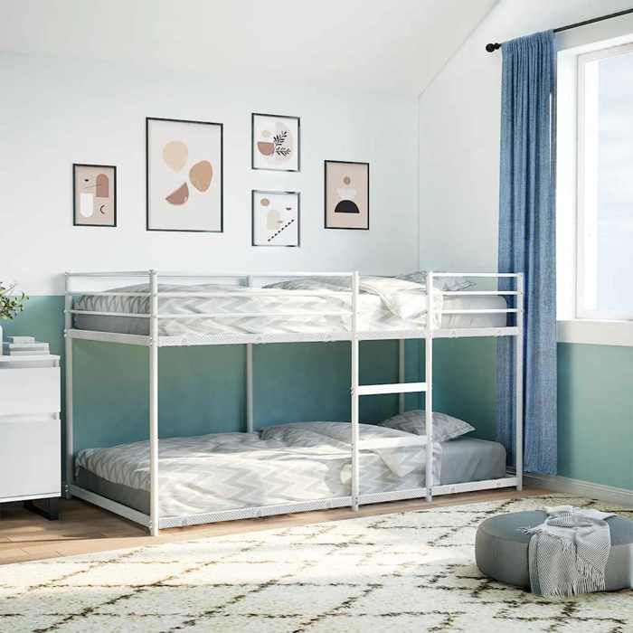 RemiseLit 1 personne Lit superposé sans matelas blanc 75 x 190 cm acier JILIMAISON2025 62723343