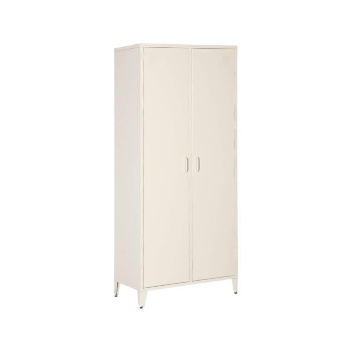 Armoire chambre dressing industriel métal beige 2 portes. 4 étagères. 1 penderie Armoire chambre dressing industriel métal beige 2 portes. 4 étagères. 1 penderie