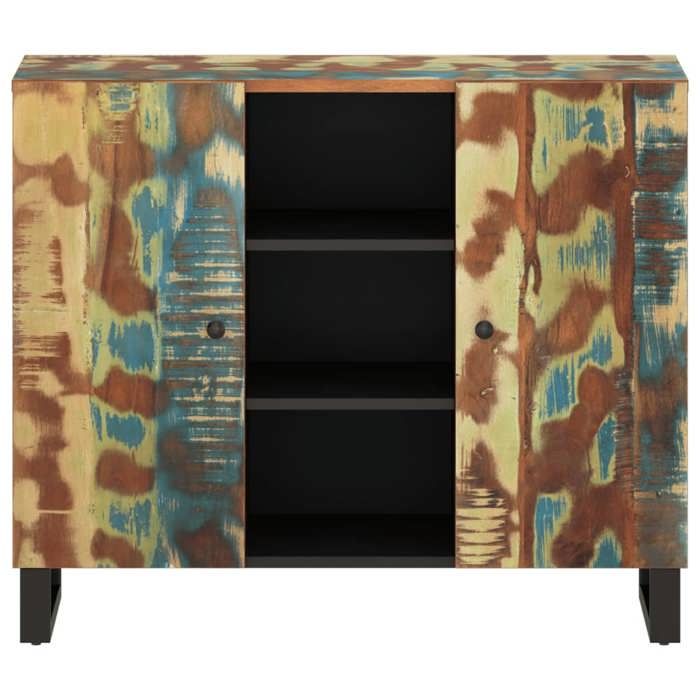 Multicolore Buffet de rangement - SOLOMOON - Commode salon - avec 2 portes - 90x33x75 cm - bois massif de récupération FR4566