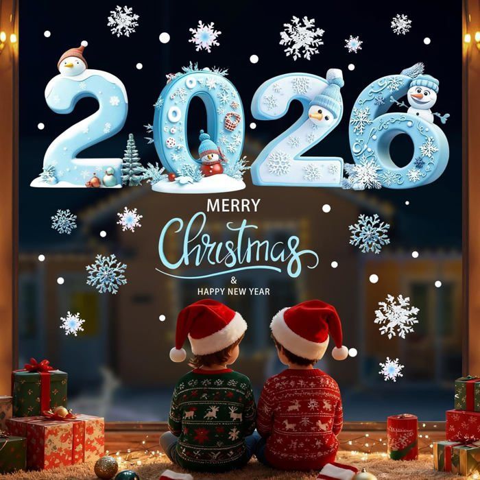Stickers Noël Fenêtre Réutilisables 215 Pièces - Édition 2026 - PVC, Motifs Père Noël, Sapins - Pour Vitres, Miroirs - 4