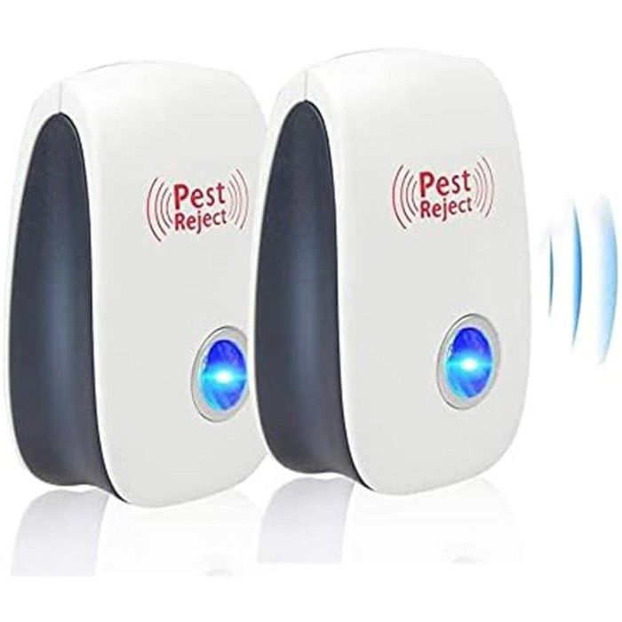 Ventdest Répulsif à ultrasons anti-moustiques insectes araignées souris parassites rats cafards fourmis 2 pcs