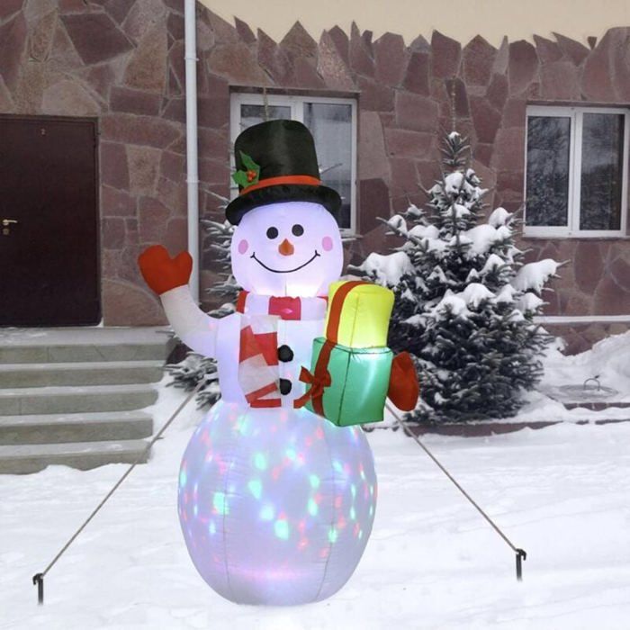 Bonhomme de neige gonflable 2,4 m avec lumières rotatives, décoration