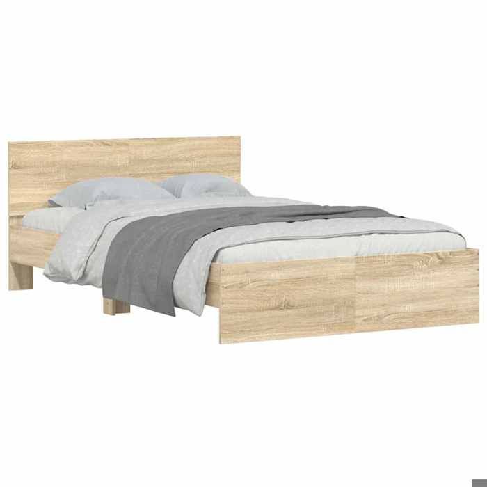 Brun 120 x 200 cm - Lit Bois - stables et durable - Cadre de lit - matelas non inclus - chêne sonoma 120x200 cm 001_380816