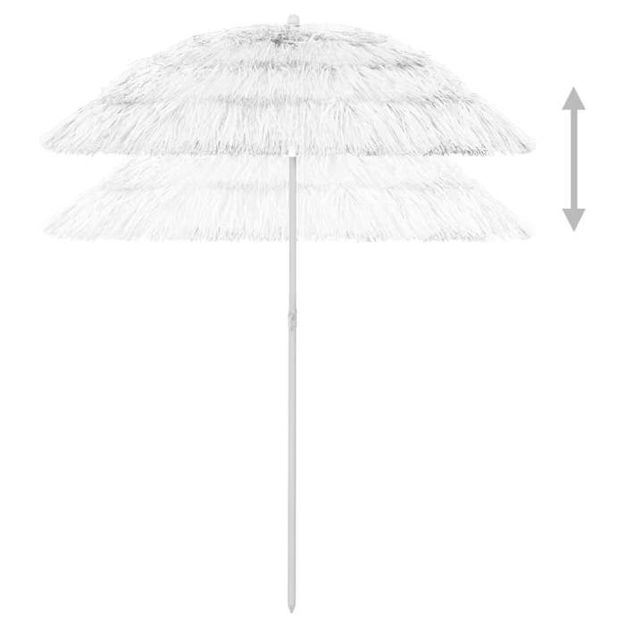 Parasol de plage - WIENS - 180 cm - Blanc - Résistant aux UV - Inclinable - Polyester - Style Hawaï - Montage requis