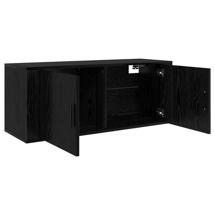 NEUF Armoire TV - Noir - Meuble TV/HIFI - Montage mural - Chêne noir 100x345x40 cm - bois dingénierie TT2615