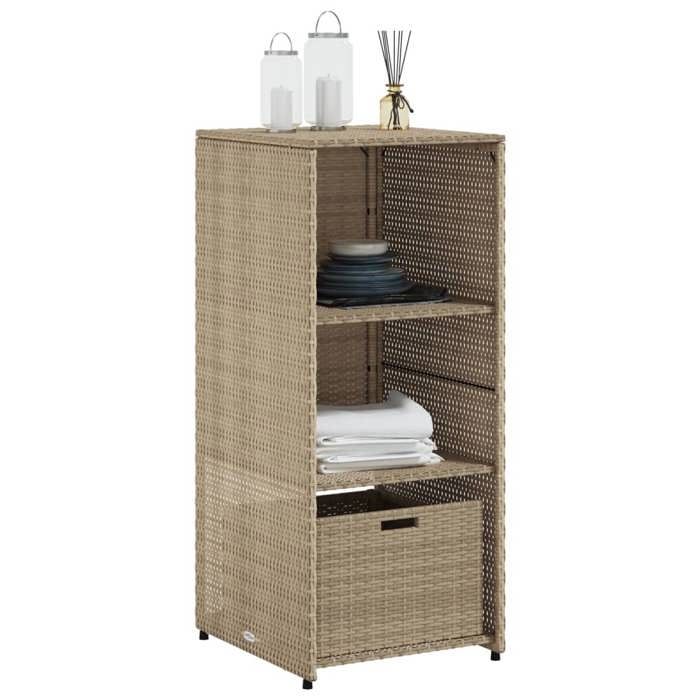 ShieldPro®COFFRE DE JARDIN SOLOMON Armoire de rangement de jardin - FAFA-TOP - Meuble de jardin - beige 50x55x115cm résine tressée