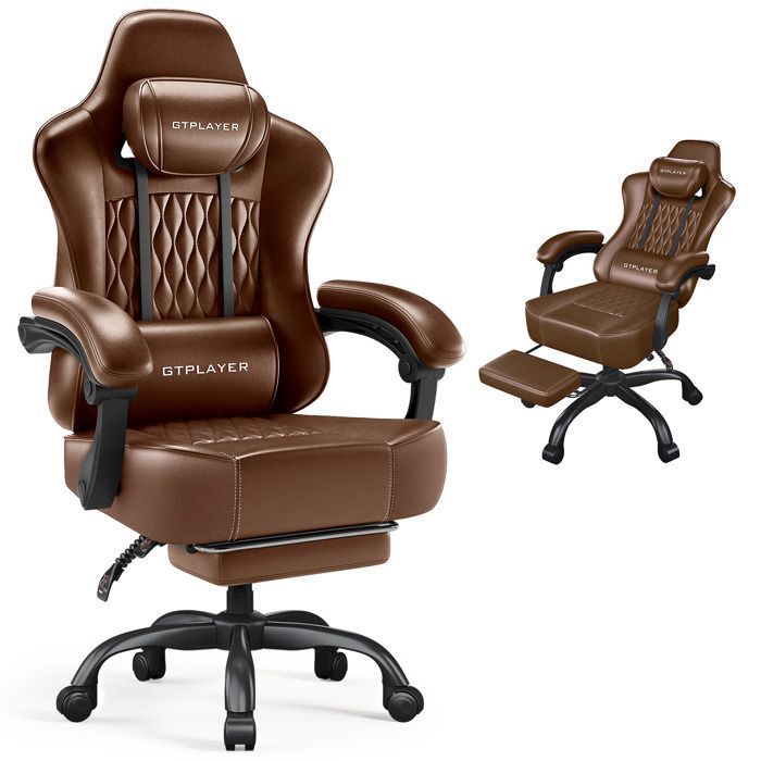Chaise Gaming Ergonomique Synchrone Accoudoirs Réglables Coussins LombaireTête Siège Épais PU