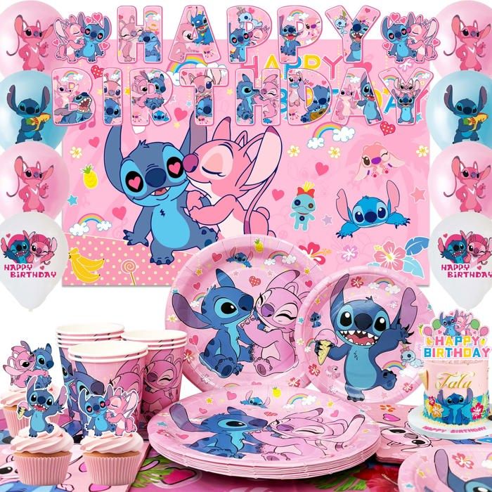 Décorations danniversaire Stitch Fournitures pour fêtes danniversaire set vaisselle anniversaire lilo stitch Décoration de Ballon