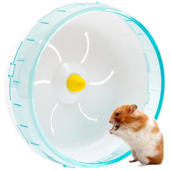 Roue exercise hamster bleue 17.5cm - silencieuse plastique - pour gerbille chinchilla cobaye Lumiryn