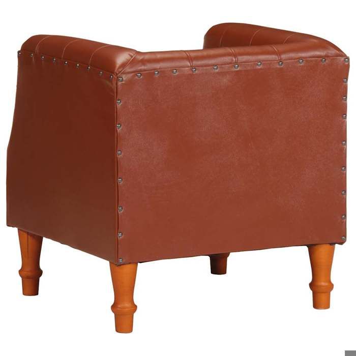 Confortable Fauteuil simple pour salon bureau chaise relax marron cuir véritable__27610