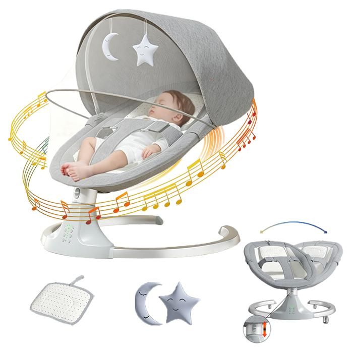 Transat bebe - Balancelle electrique - Magic ZC - Jusquà 15kg Mode fauteuil inclinable et mode siège Télécommande Moustiquaire Gris