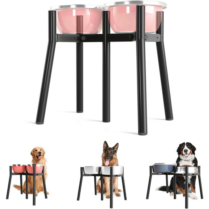 Support Surélevé Pour Gamelle Pour Chiens De Grande Taille Largeur Réglable De 17 8 À 27 9Cm Support DEau Pour Nourriture P[AT97]