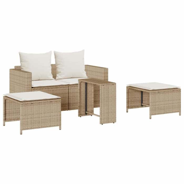 Salon de jardin 5 pcss - Solide&Luxe - canapé de jardin - Polyrotin - Beige - 63 x 635 x 605 cm（37880）