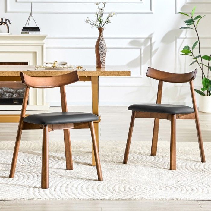 Lot De 2 Chaises Noires 49x50x77.5cm Bois Rembourré Dossier Ergonomique Sièges Seuls Sans Table Pour Salle À Manger Et Salon Lot De 2 Chaises Noires 49x50x77.5cm Bois Rembourré Dossier Ergonomique Sièges Seuls Sans Table Pour Salle À Manger Et Salon