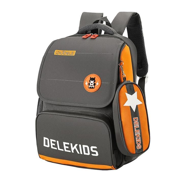 XJYDNCG Cartable Garcon Primaire Sac A Dos enfant garçon et fille Style Simple 42x28x13cm - Orange Gris
