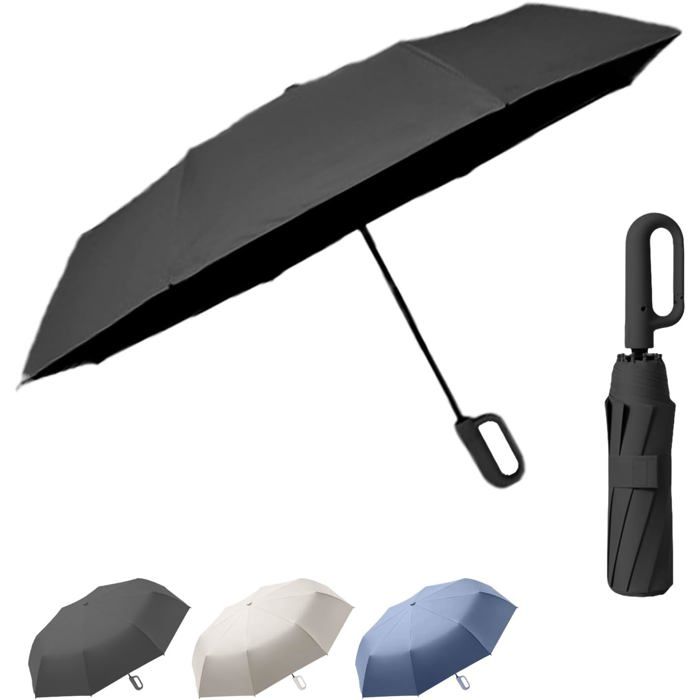 Parapluie pliant automatique de voyage - Poignée mousqueton - Ouverture et fermeture automatiques