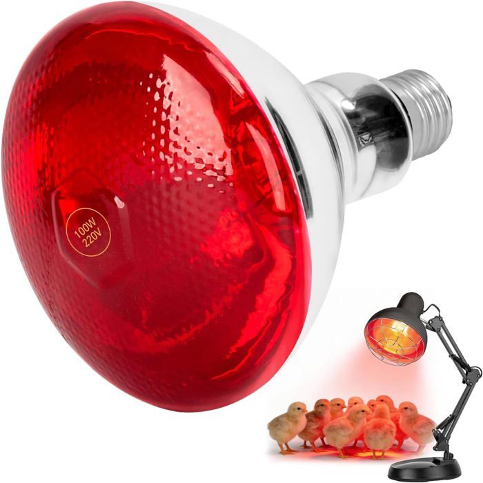 Lampe chauffante céramique infrarouge E27 220V - Lumière rouge pour animaux domestiques